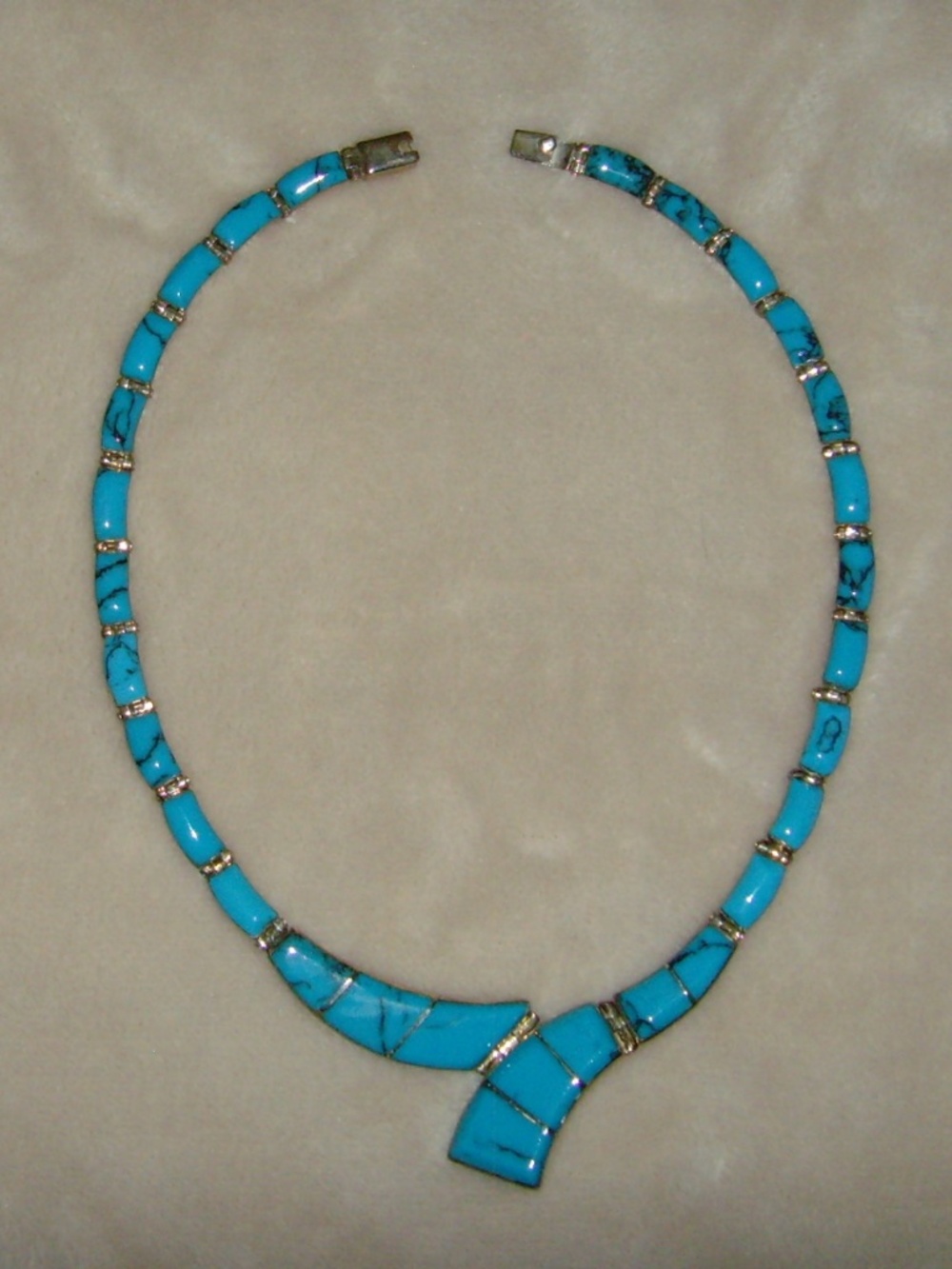 Sterling Silver 925 and Faux Turquoise Necklace - Picture 8 of 13